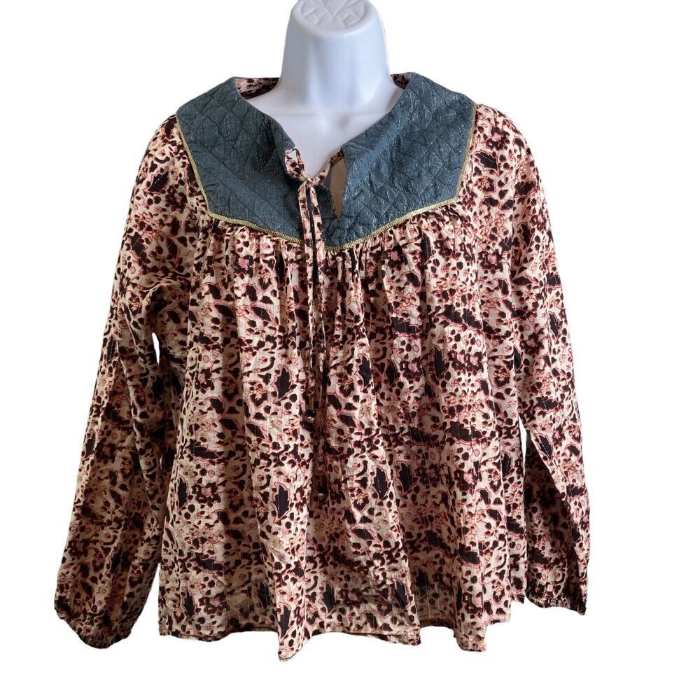 Scotch‎ & Soda Vagabond Voyage Women's Metallic Floral Blouse Size Petite Flowy